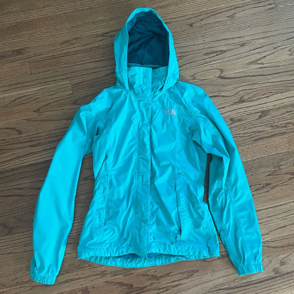 The North Face Bright Teal Hooded Rain Shell